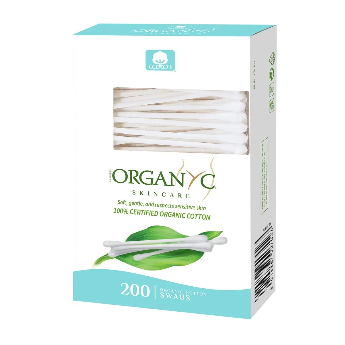 Organyc Certified Organic Cotton Swabs 1200 Count (6 Pack) | GOTS Certified Pure Cotton - view 2