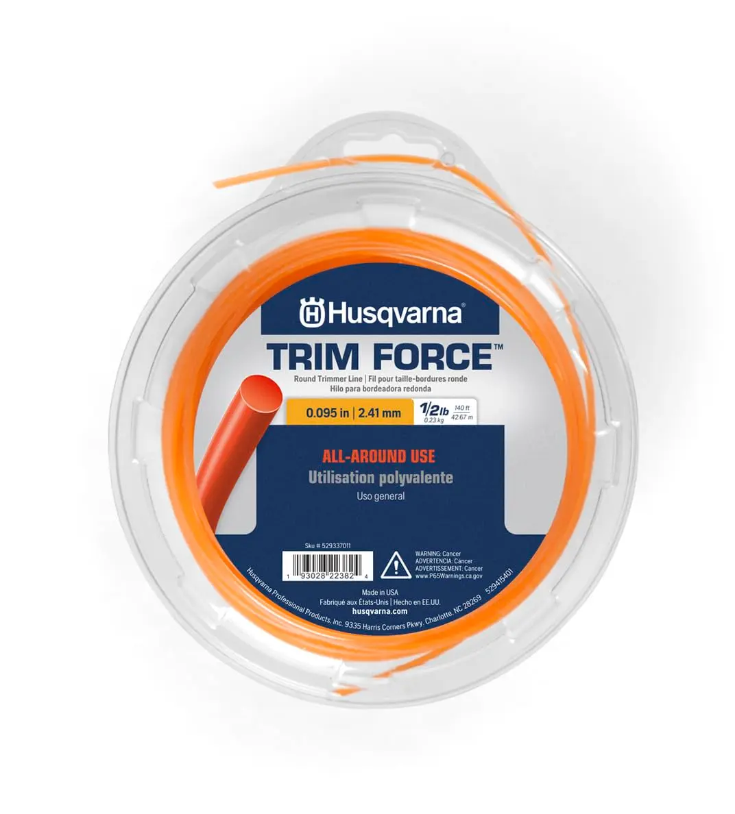 Husqvarna Trimforce .095 Inch, 140 Ft Spooled String Trimmer Line | Durable, Energy-Efficient Weed Eater Line - main product image