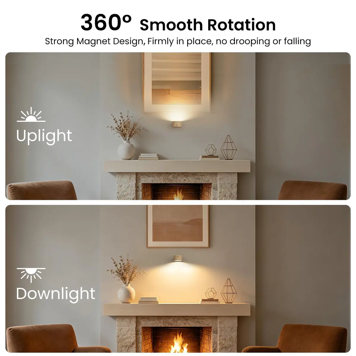 Koopala LED Sconces Wall Mounted Lamps with Rechargeable Battery, 3 Color Temps & Brightness, 360° Rotation, Cordless Bedside Light - view 7