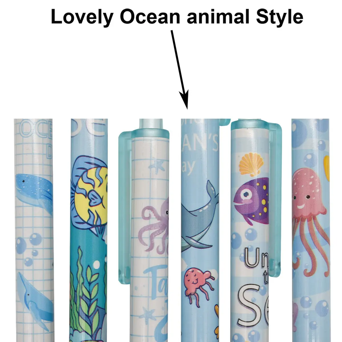 Maydahui 12 PCS Blue Sea Animal Gel Pens Black Ink Retractable | Smooth Writing, 0.5mm Fine Point - view 3