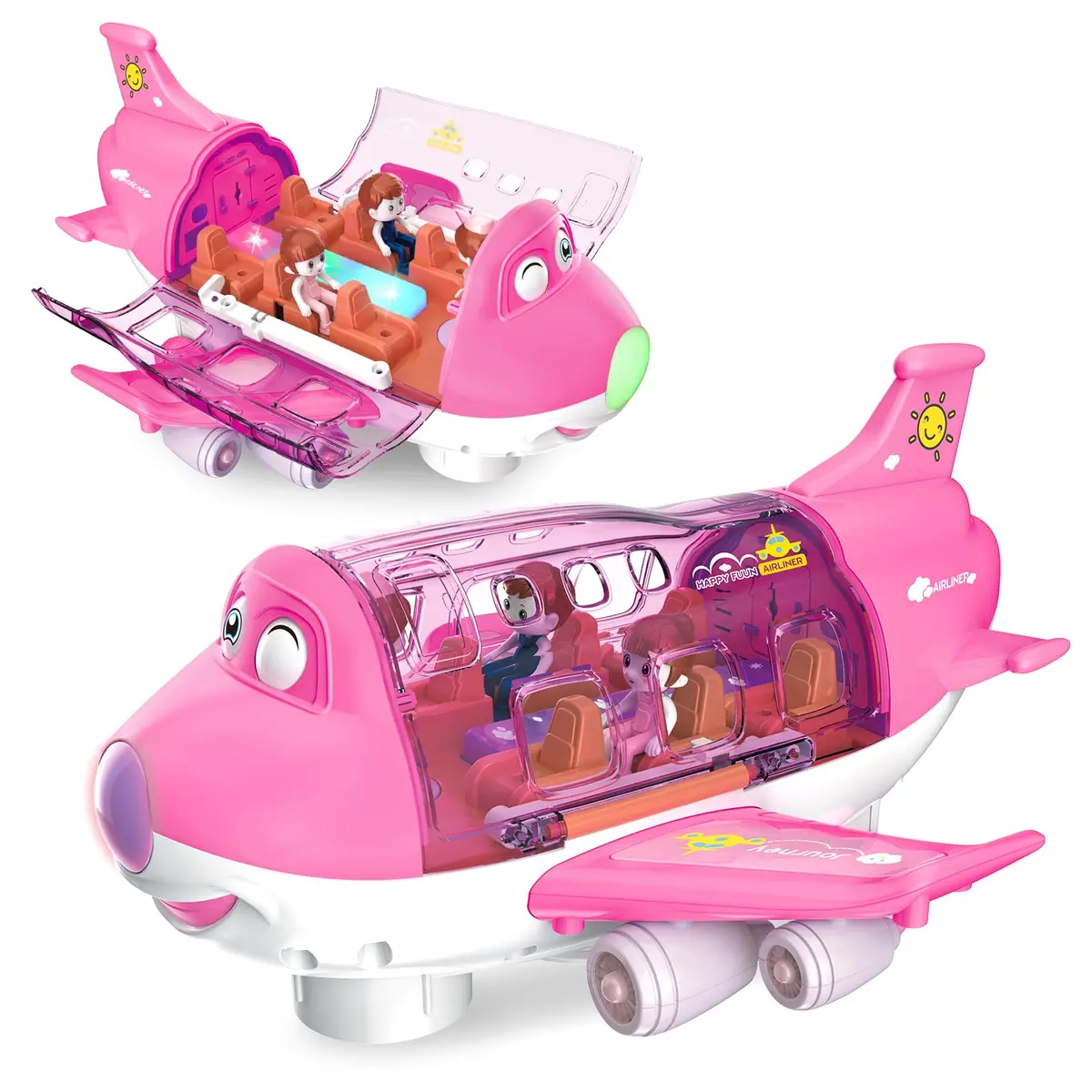 Ynybusi Airplane Toys for Toddlers 10 inches Pink | Realistic Lights & Sounds for Kids 3+ - main product image