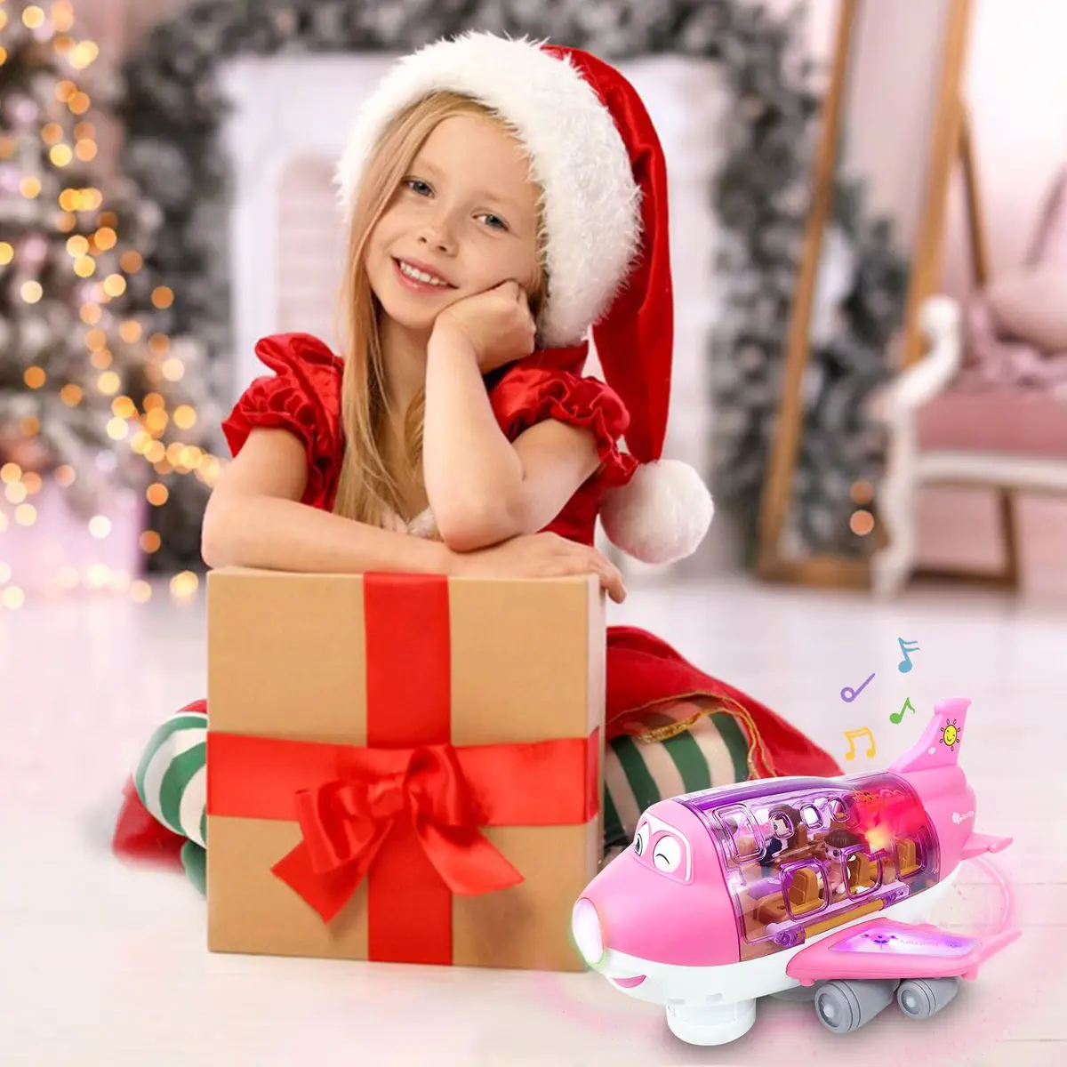 Ynybusi Airplane Toys for Toddlers 10 inches Pink | Realistic Lights & Sounds for Kids 3+ - view 6