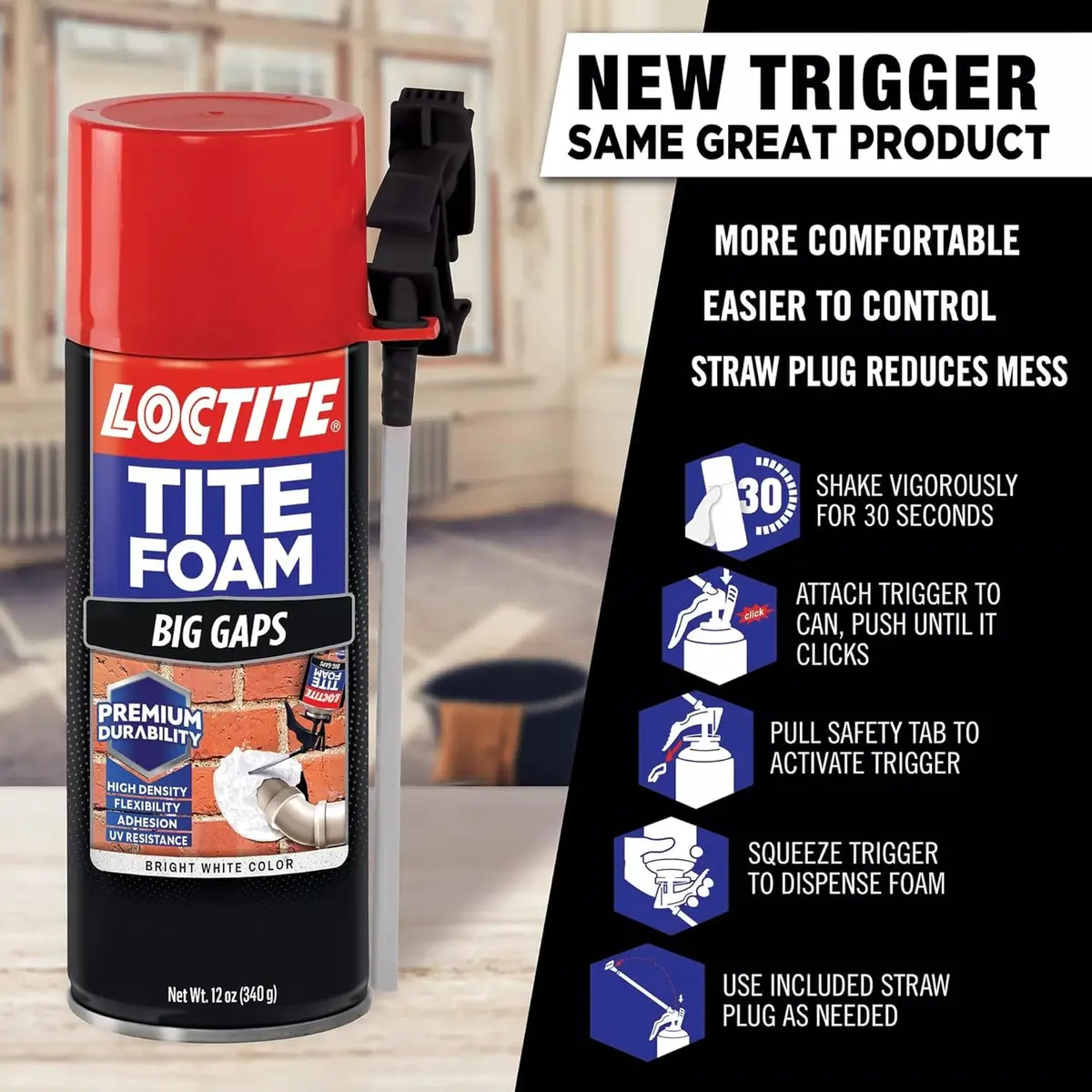 Loctite Tite Foam Gaps & Cracks and Big Gaps Insulating Foam Sealant Bundle 396g (2x12 fl oz) | Seals & Insulates Large Openings - view 6