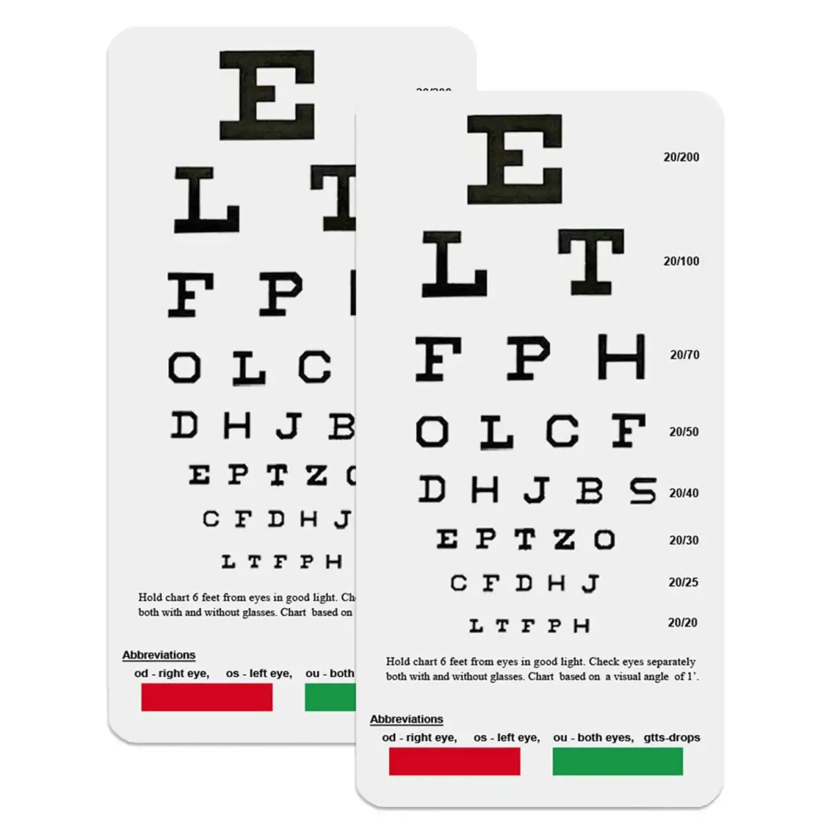 PECULA Pocket Eye Chart 2-Pack | Snellen & Rosenbaum Charts for Vision Testing - main product image