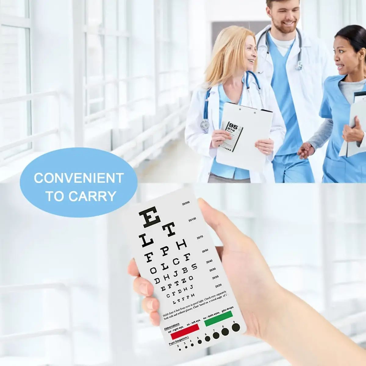 PECULA Pocket Eye Chart 2-Pack | Snellen & Rosenbaum Charts for Vision Testing - view 5
