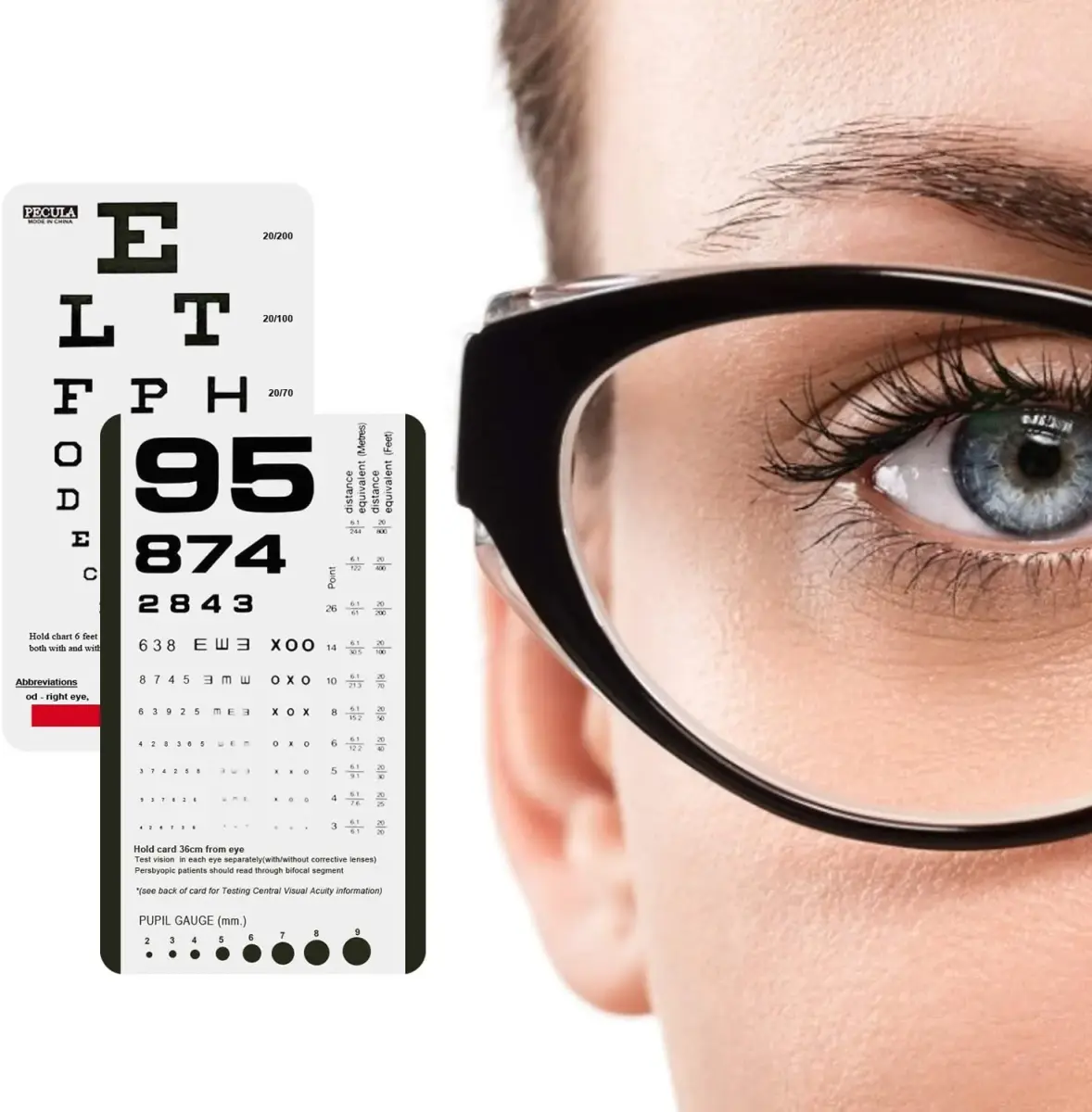 PECULA Pocket Eye Chart 2-Pack | Snellen & Rosenbaum Charts for Vision Testing - view 6