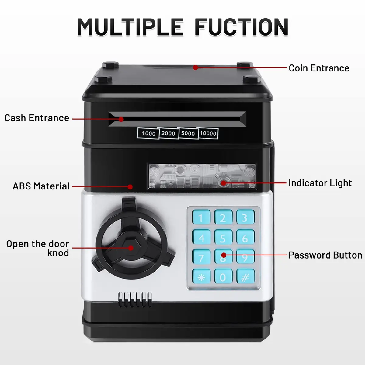 GuDoQi Electronic ATM Piggy Bank for Kids | 15.2cm x 14.7cm x 21cm (5.9" x 5.9" x 8.1") - view 4