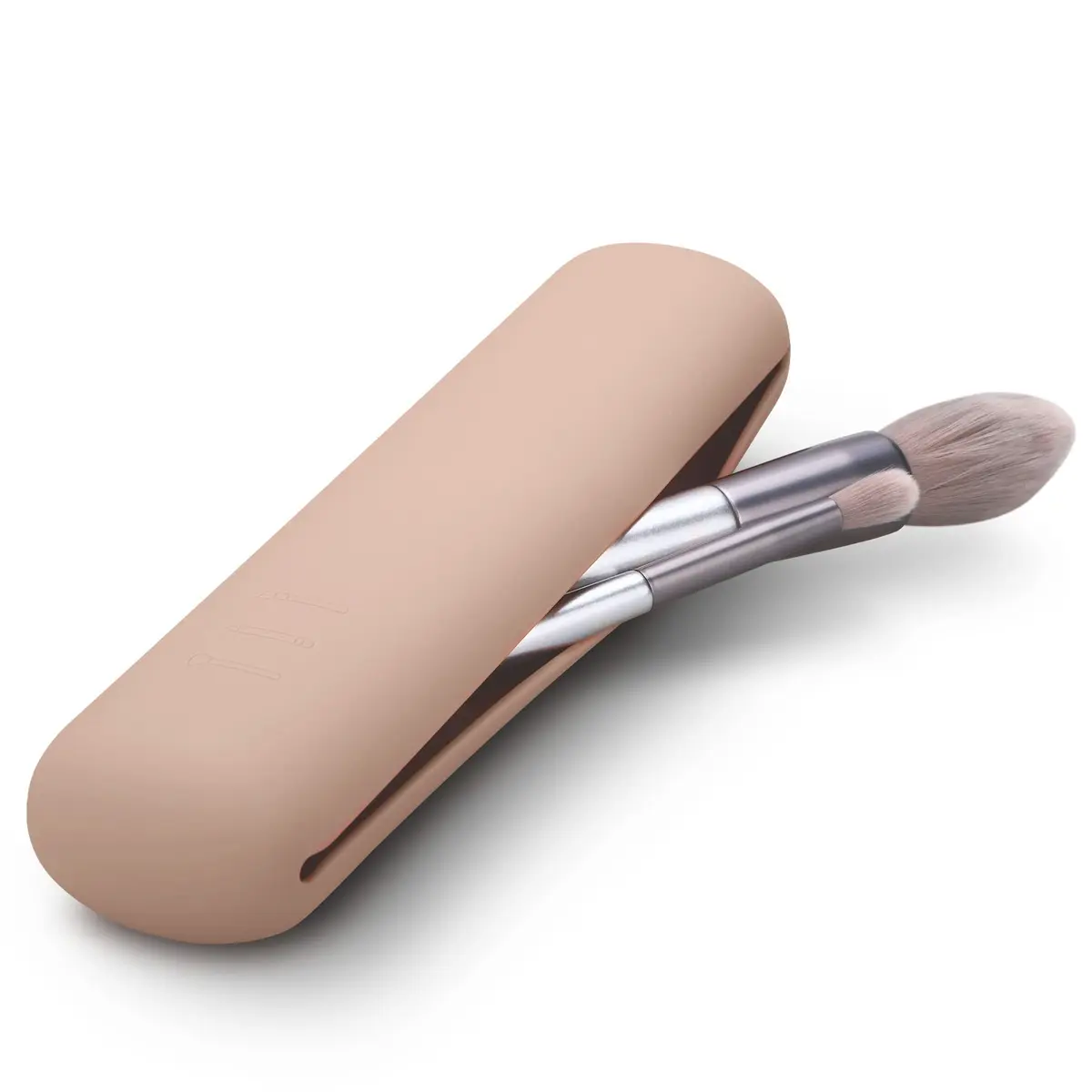 FERYES Travel Makeup Brush Holder, Magnetic Silicon Organizer, Khaki | Portable & Anti-fall (7.8" x 1.89" x 0.8") - main product image