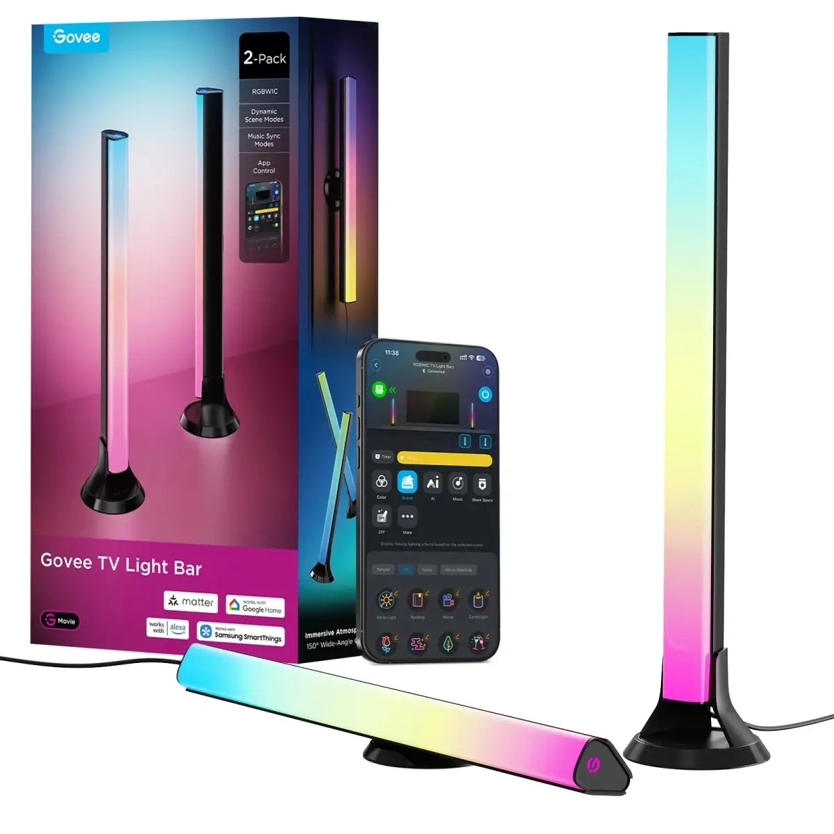 Govee Smart RGBWIC Light Bars 15-Inch WiFi TV Backlight | 27 Extra LEDs for Richer Colors - main product image
