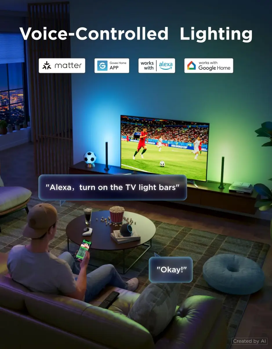 Govee Smart RGBWIC Light Bars 15-Inch WiFi TV Backlight | 27 Extra LEDs for Richer Colors - view 5