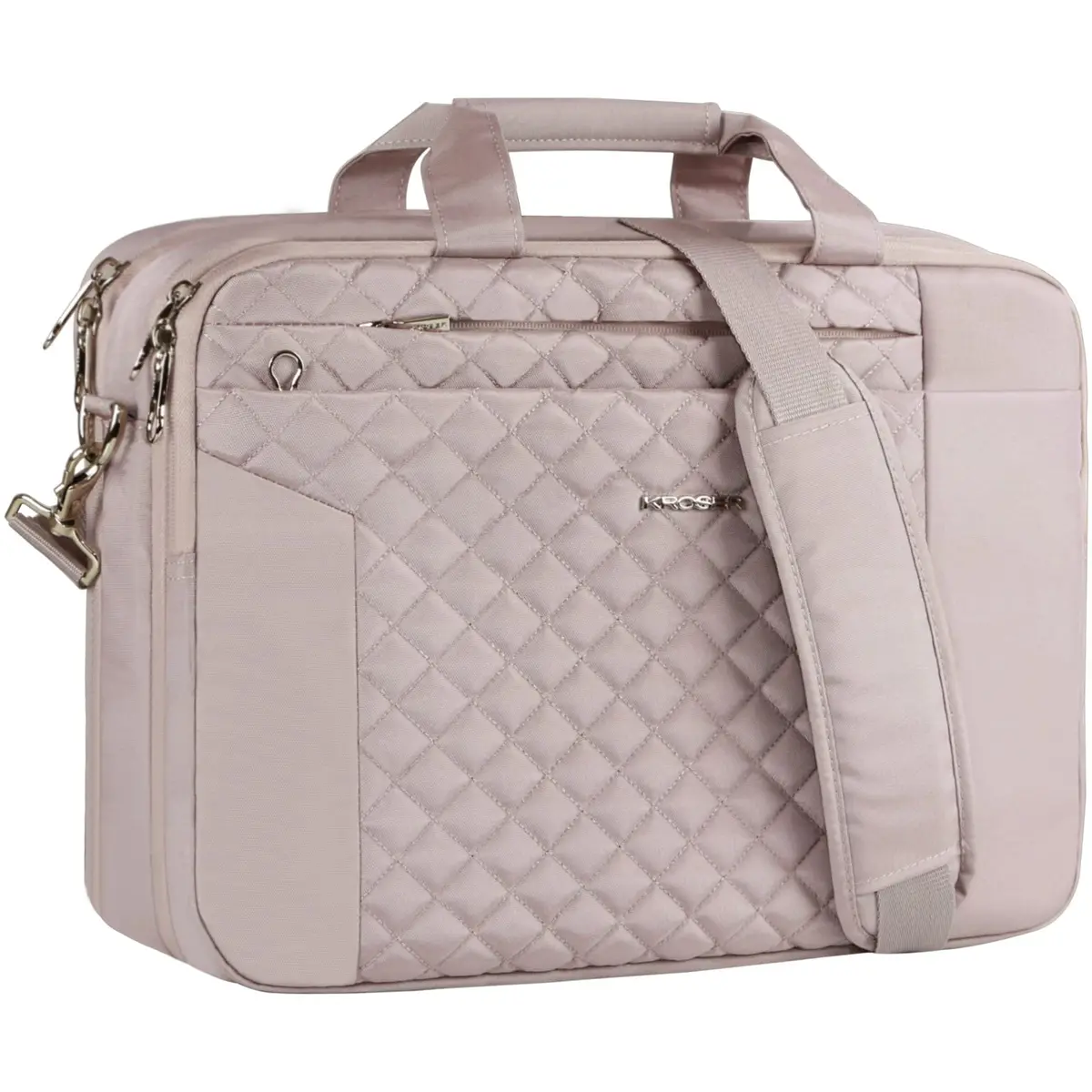 KROSER 17.3 Inch Laptop Briefcase Bag - Expandable Waterproof Messenger Shoulder Bag for Women | Grey Pink - main product image