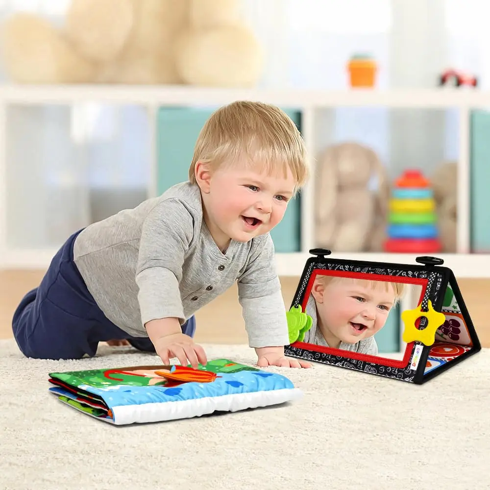Dr.Rapeti Tummy Time Floor Mirror with Soft Book - High Contrast Baby Toy 21cm x 16.5cm - view 6