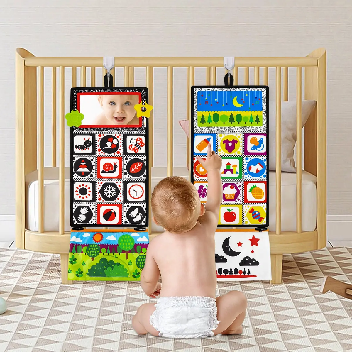 Dr.Rapeti Tummy Time Floor Mirror with Soft Book - High Contrast Baby Toy 21cm x 16.5cm - view 7