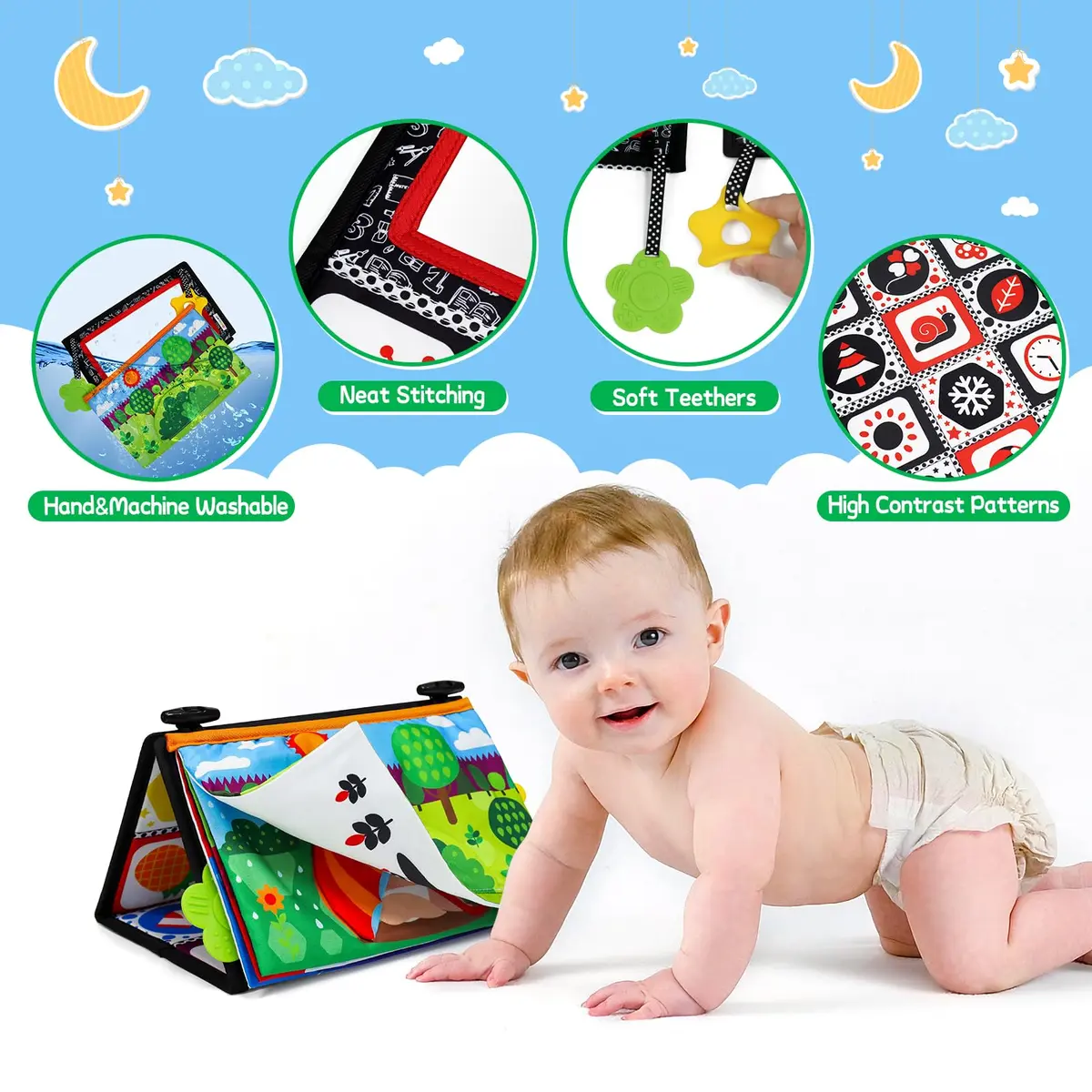 Dr.Rapeti Tummy Time Floor Mirror with Soft Book - High Contrast Baby Toy 21cm x 16.5cm - view 3