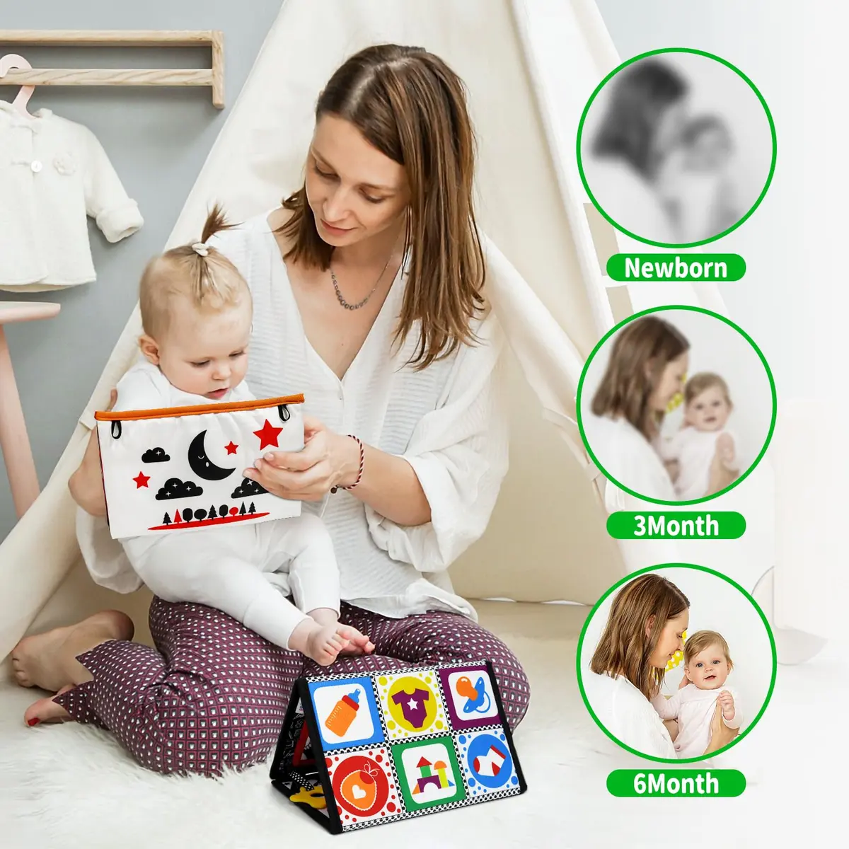 Dr.Rapeti Tummy Time Floor Mirror with Soft Book - High Contrast Baby Toy 21cm x 16.5cm - view 4