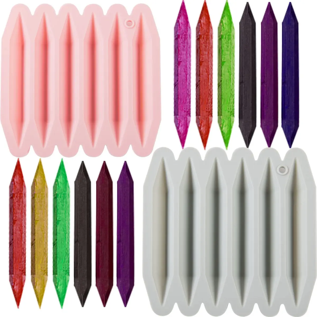CANIPHA Silicone Crayon Molds for DIY Crafts | 2 Pcs Triangular & Non-Stick Molds (14.4x14.6x1.5cm) - main product image