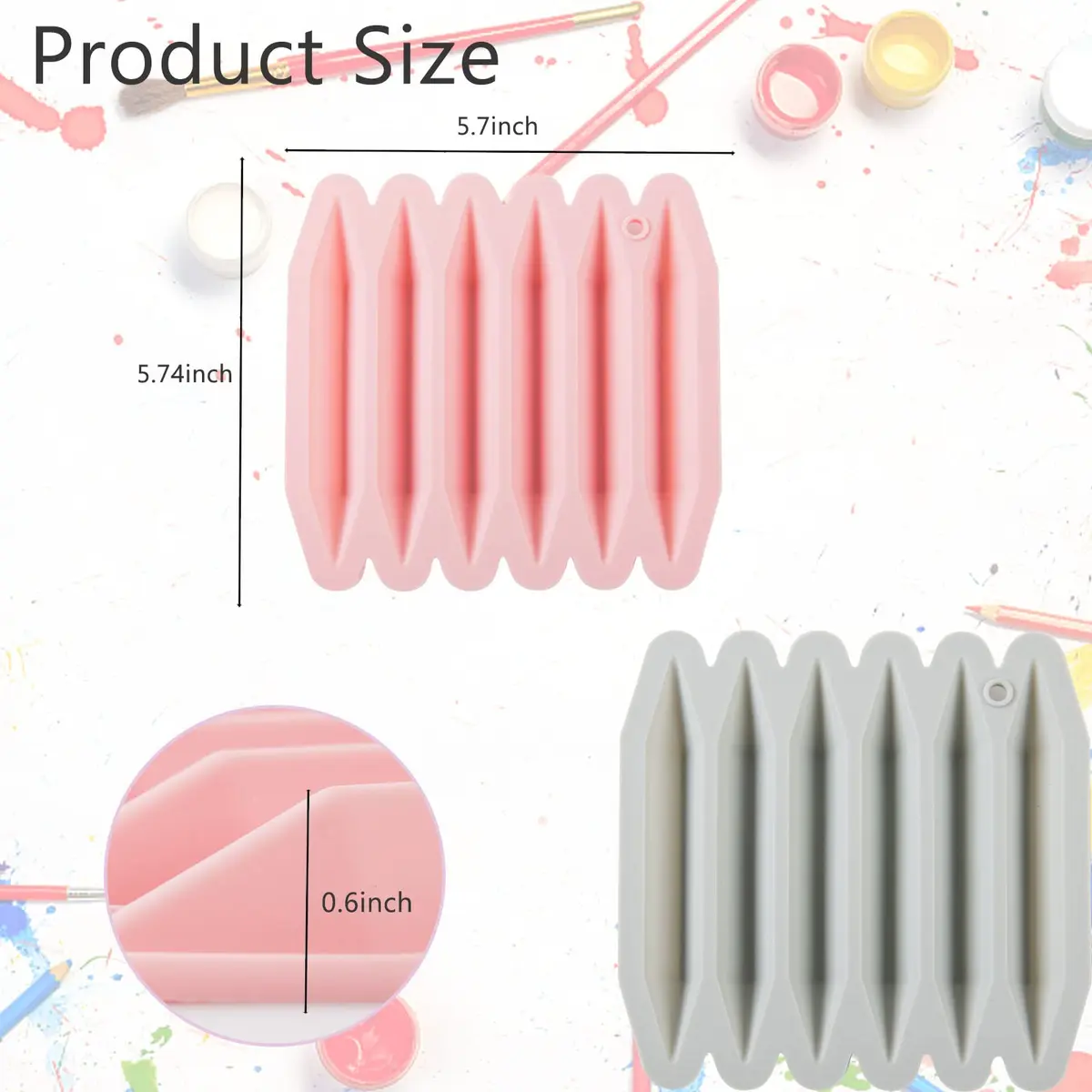 CANIPHA Silicone Crayon Molds for DIY Crafts | 2 Pcs Triangular & Non-Stick Molds (14.4x14.6x1.5cm) - view 2