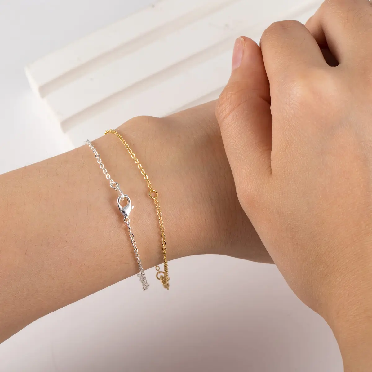 ASH'S CHOICE Gold Necklace Extenders with Lobster Clasp, 3PCS 14K Gold Plated Brass Chains (2, 4, 6 Inches) | Jewelry Findings for Bracelets & Anklets - view 4