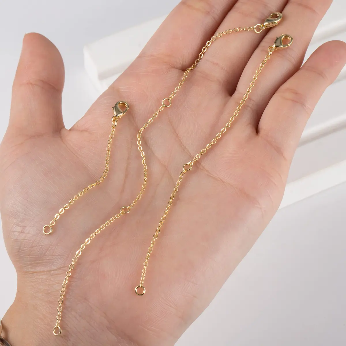ASH'S CHOICE Gold Necklace Extenders with Lobster Clasp, 3PCS 14K Gold Plated Brass Chains (2, 4, 6 Inches) | Jewelry Findings for Bracelets & Anklets - view 7
