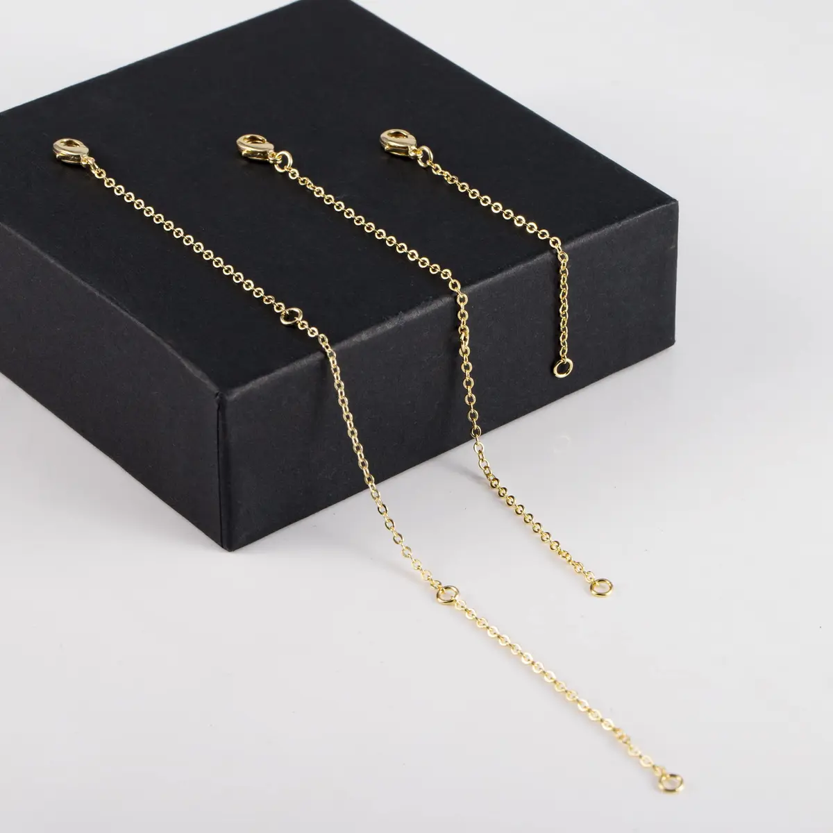 ASH'S CHOICE Gold Necklace Extenders with Lobster Clasp, 3PCS 14K Gold Plated Brass Chains (2, 4, 6 Inches) | Jewelry Findings for Bracelets & Anklets - view 3