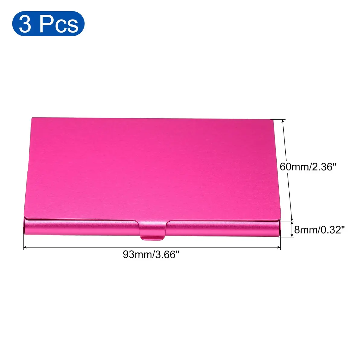 PATIKIL Business Card Holder 3 Pieces Aluminum Alloy Rose Red | Slim, Durable & Professional (93mmx60mmx8mm) - view 2