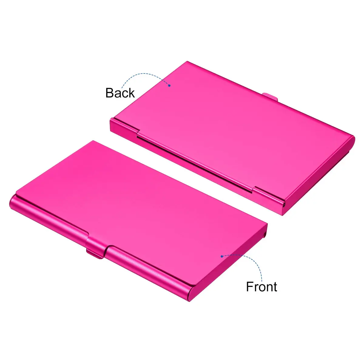 PATIKIL Business Card Holder 3 Pieces Aluminum Alloy Rose Red | Slim, Durable & Professional (93mmx60mmx8mm) - view 3
