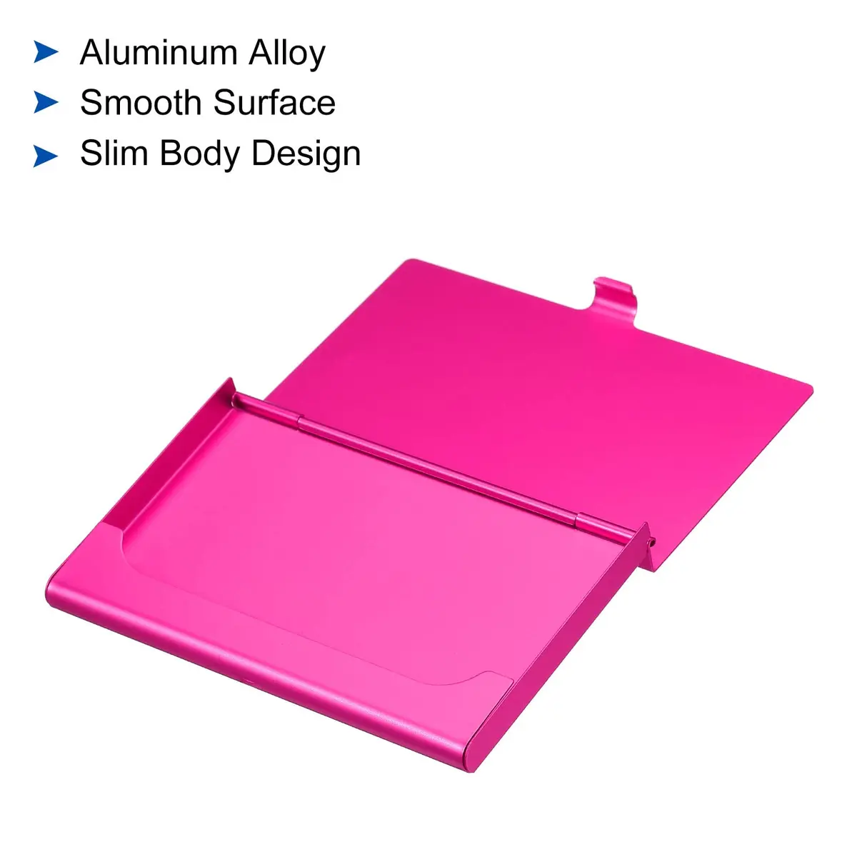 PATIKIL Business Card Holder 3 Pieces Aluminum Alloy Rose Red | Slim, Durable & Professional (93mmx60mmx8mm) - view 4