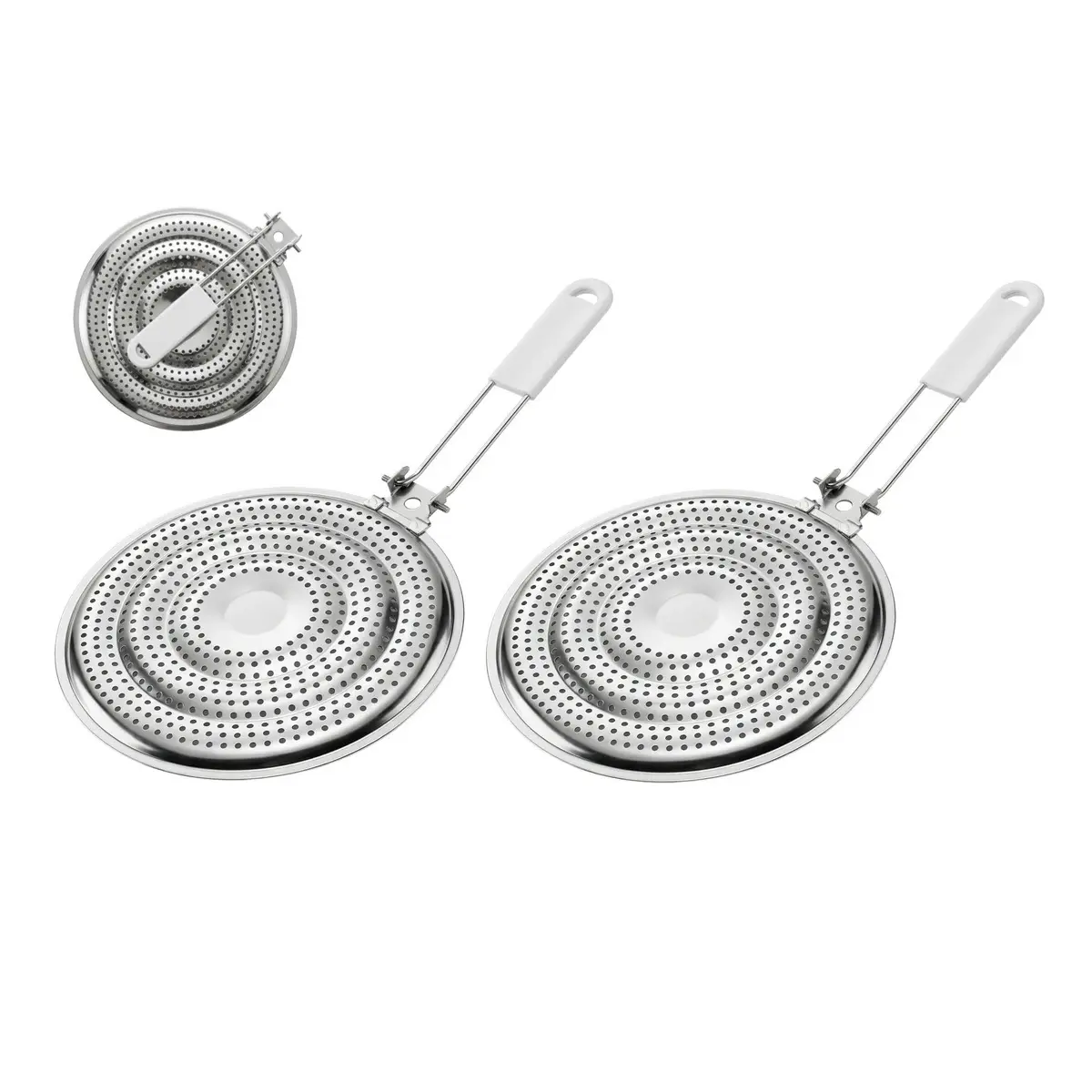 HIC Kitchen Heat Diffuser Set of 2 with Removable Handle, Stainless Steel 20.96cm (8.25-Inch) | Even Heat Distribution for Gas, Electric, Glass Stovetops - main product image