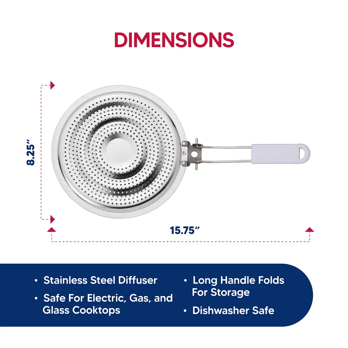 HIC Kitchen Heat Diffuser Set of 2 with Removable Handle, Stainless Steel 20.96cm (8.25-Inch) | Even Heat Distribution for Gas, Electric, Glass Stovetops - view 8