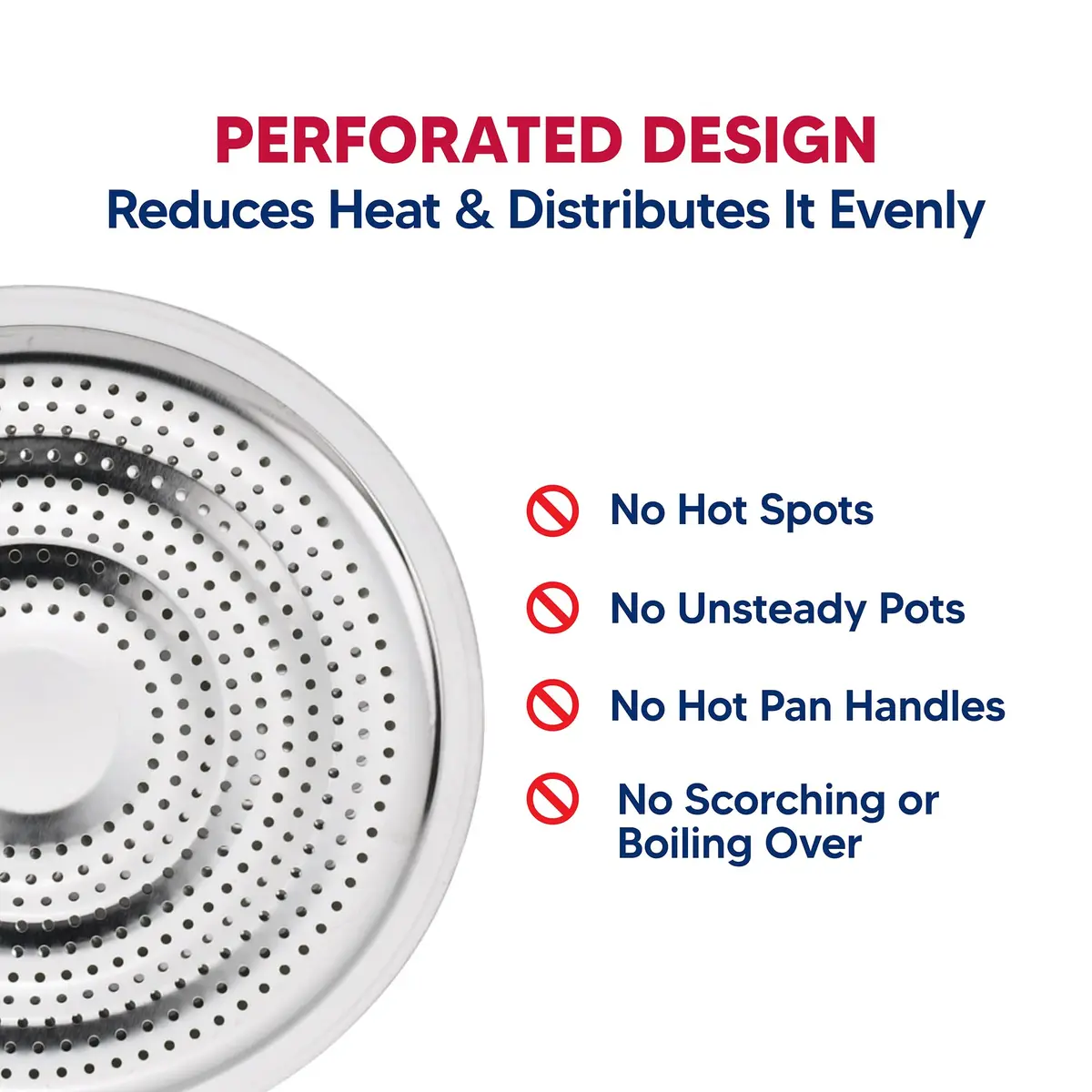 HIC Kitchen Heat Diffuser Set of 2 with Removable Handle, Stainless Steel 20.96cm (8.25-Inch) | Even Heat Distribution for Gas, Electric, Glass Stovetops - view 2