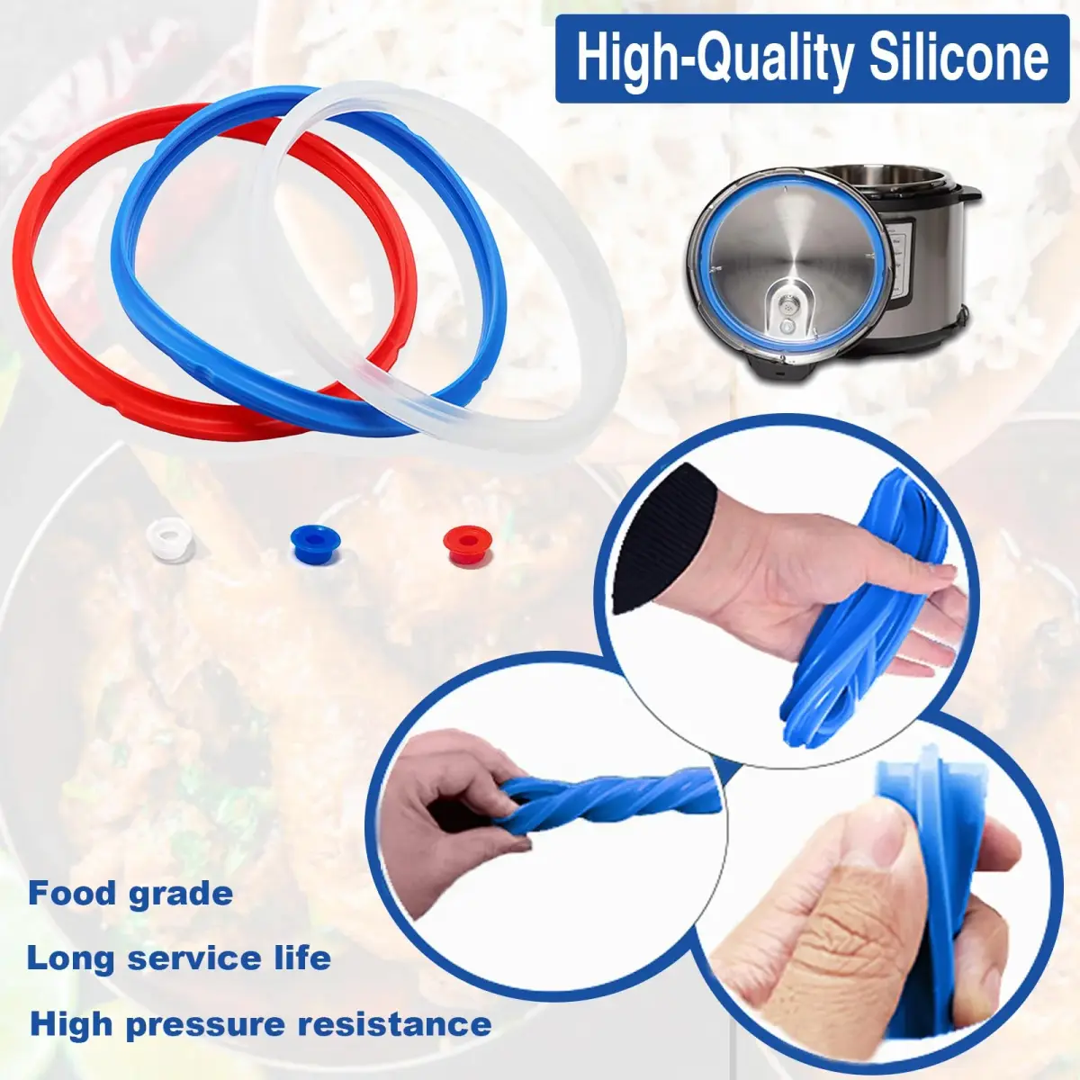 Fuator Mini 3Qt Instant Pot Sealing Ring & Float Valve Caps | 3 Pack Clear, Red, Blue - view 7