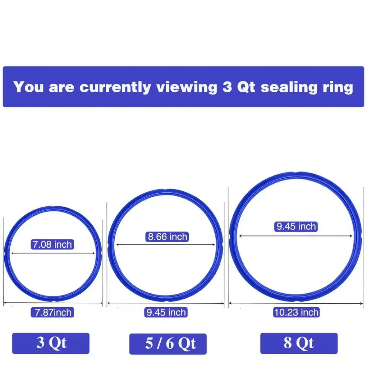 Fuator Mini 3Qt Instant Pot Sealing Ring & Float Valve Caps | 3 Pack Clear, Red, Blue - view 2
