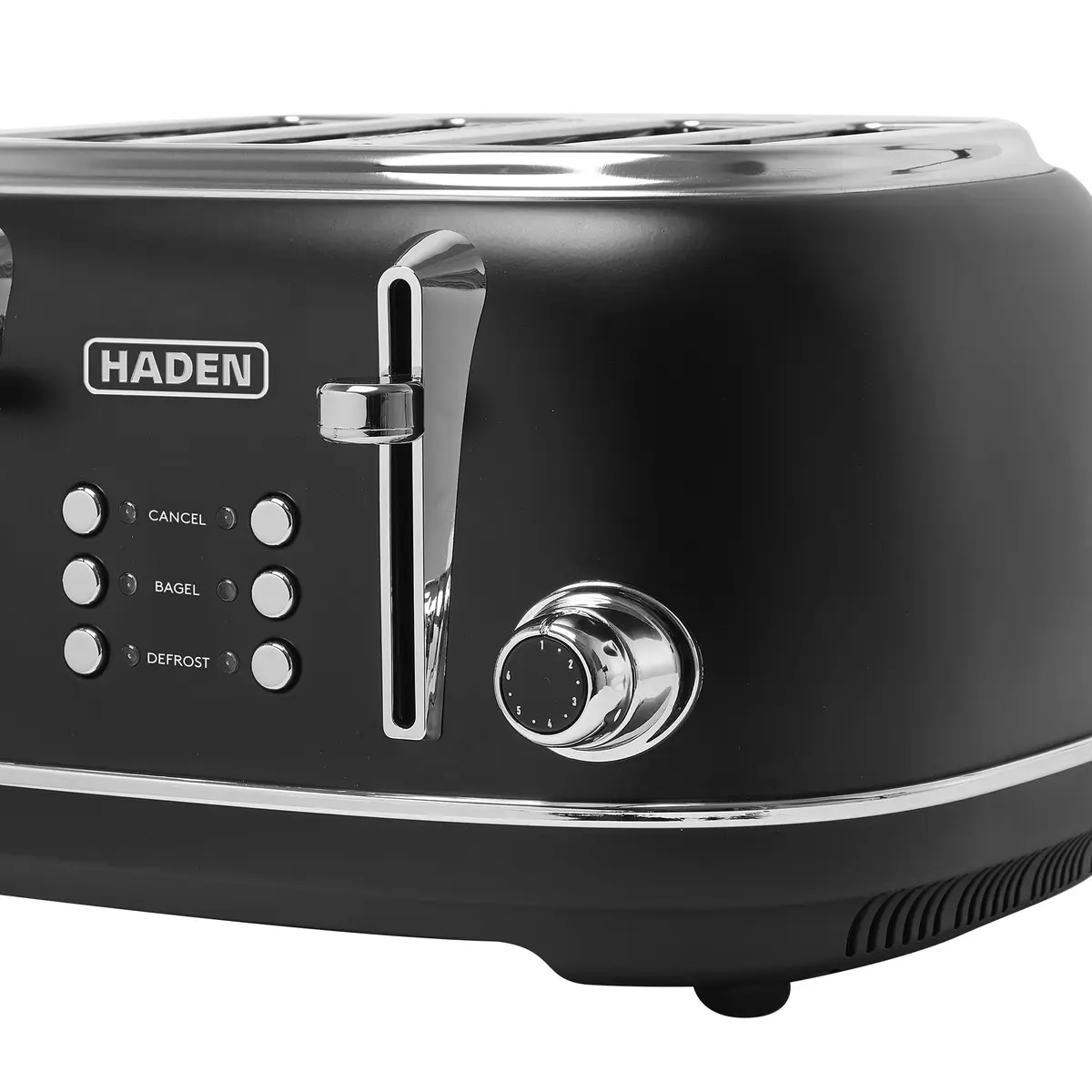 Haden Heritage 4 Slice Wide Slot Stainless Steel Toaster, Black & Chrome | Adjustable Browning & Modern Design - view 8