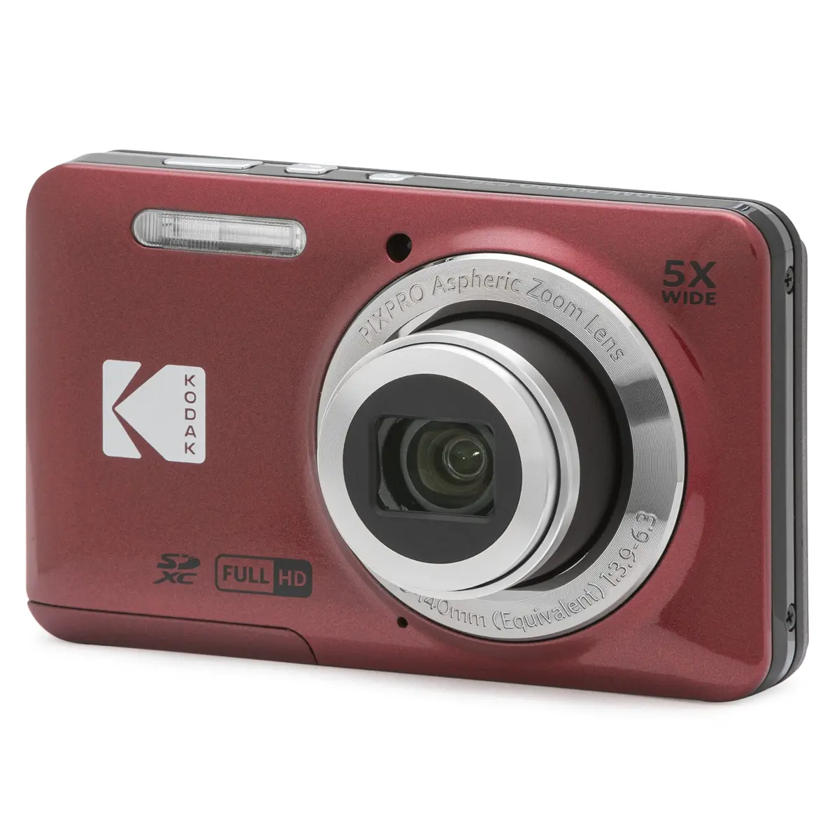 Kodak PIXPRO FZ55 Digital Camera 16MP 5X Optical Zoom 28mm Wide Angle 1080p Full HD Video 2.7" LCD (Red) | Compact Point-and-Shoot - main product image