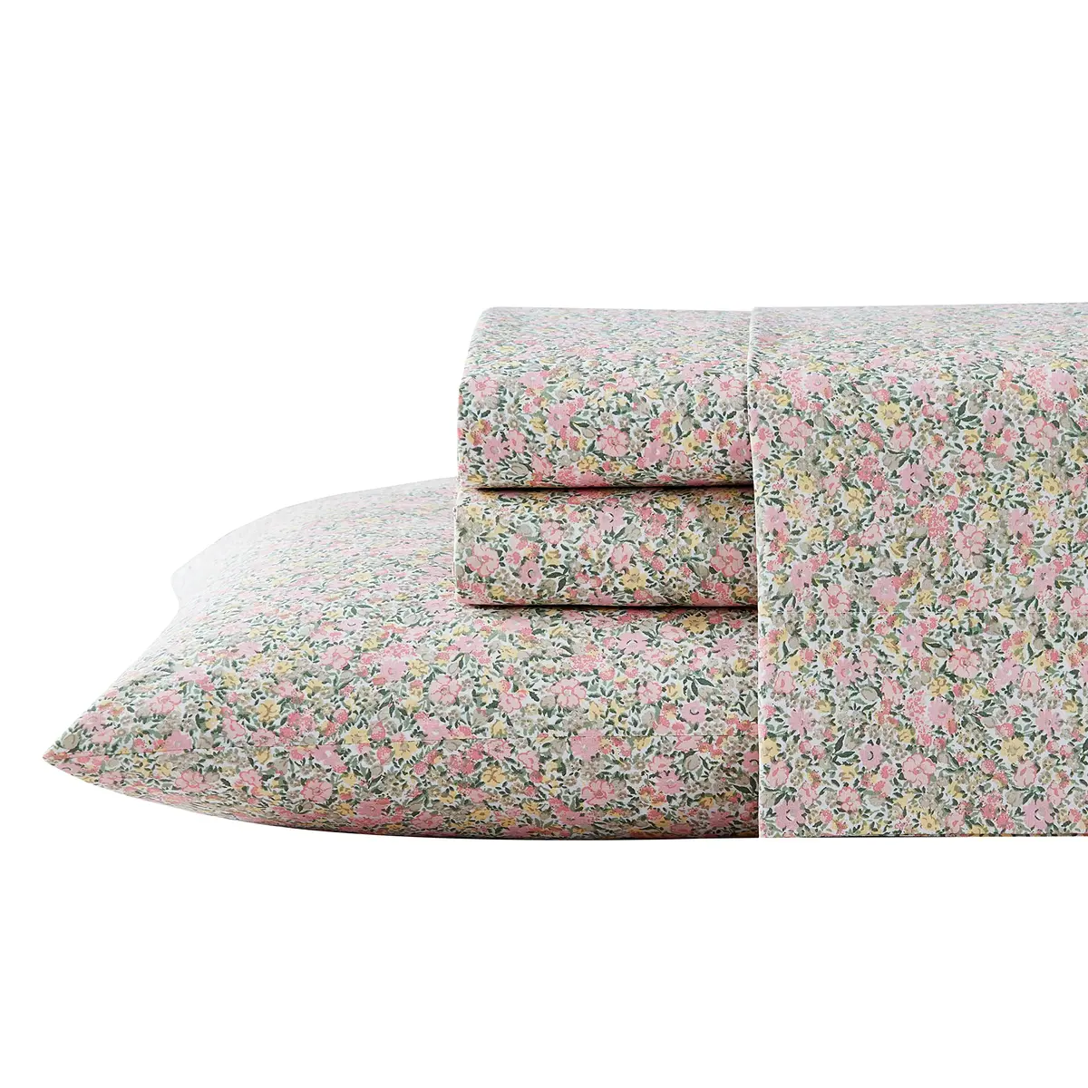 Laura Ashley Twin Size Sheet Set with Fitted Sheet & Pillowcase | 300-Thread Cotton Sateen, Soft & Durable (70-120 chars) - view 2