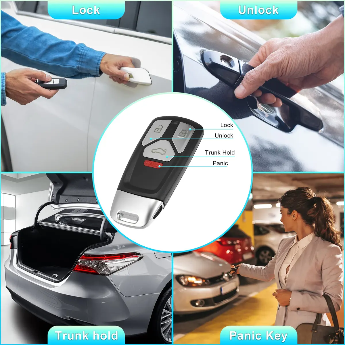 X AUTOHAUX 4 Button Replacement Smart Key Fob Cover for Audi 2017-2019 | Easy Fit & Durable - view 4