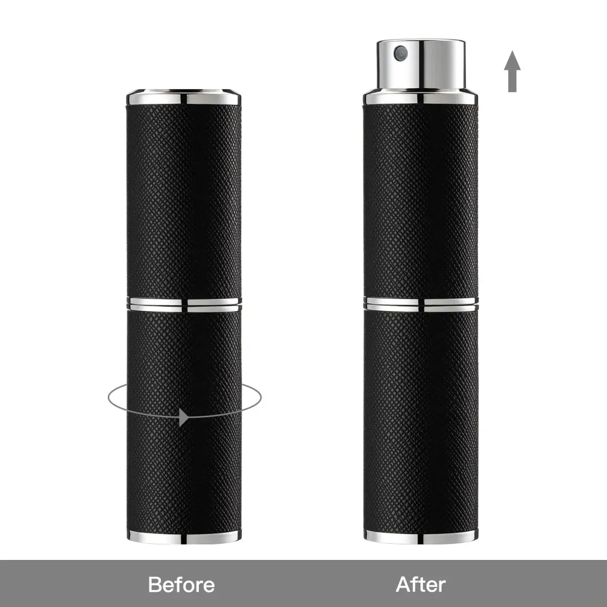 owlyee Black 8ml Leather Travel Perfume Atomizer | Twist-Activated Spray Bottle - view 5
