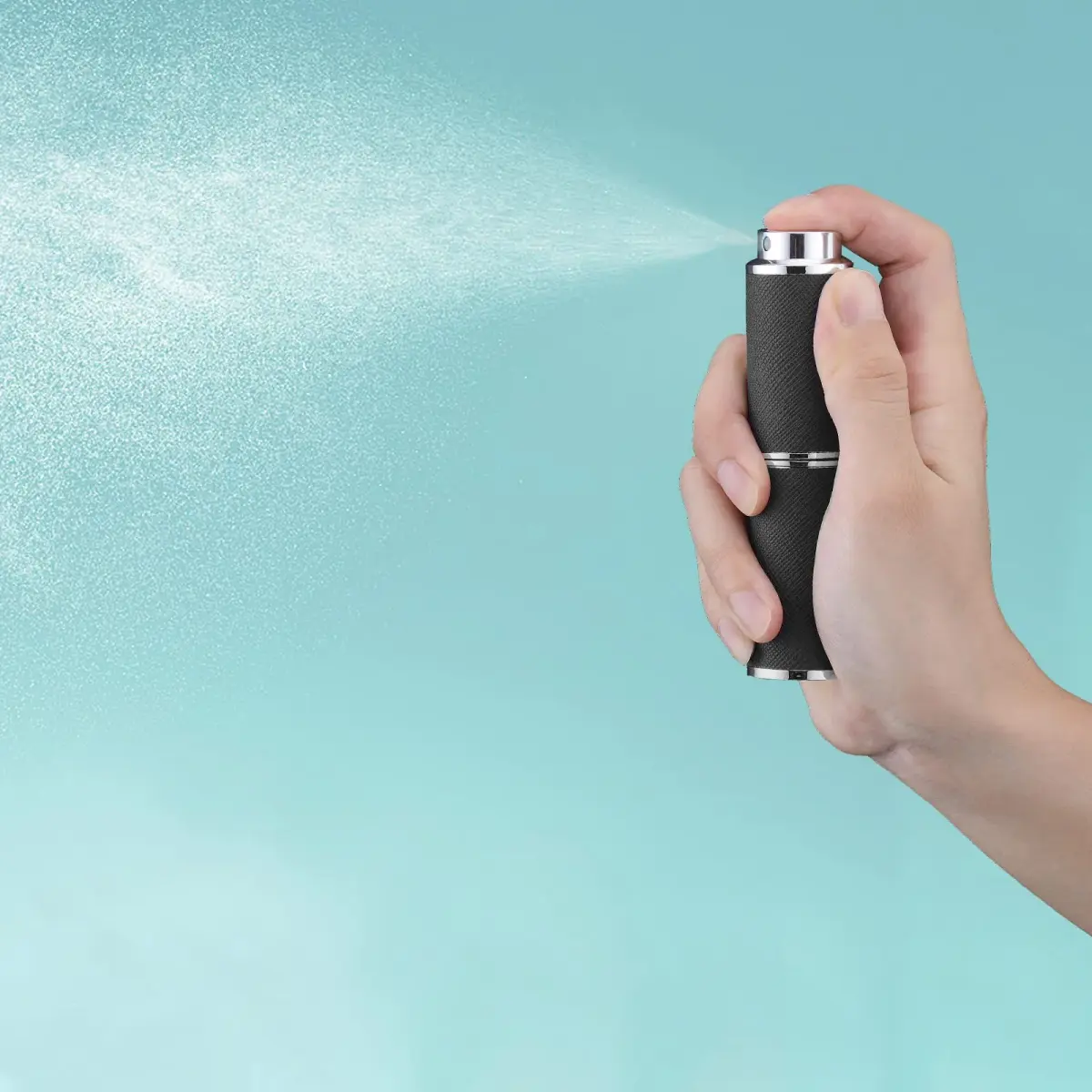 owlyee Black 8ml Leather Travel Perfume Atomizer | Twist-Activated Spray Bottle - view 2