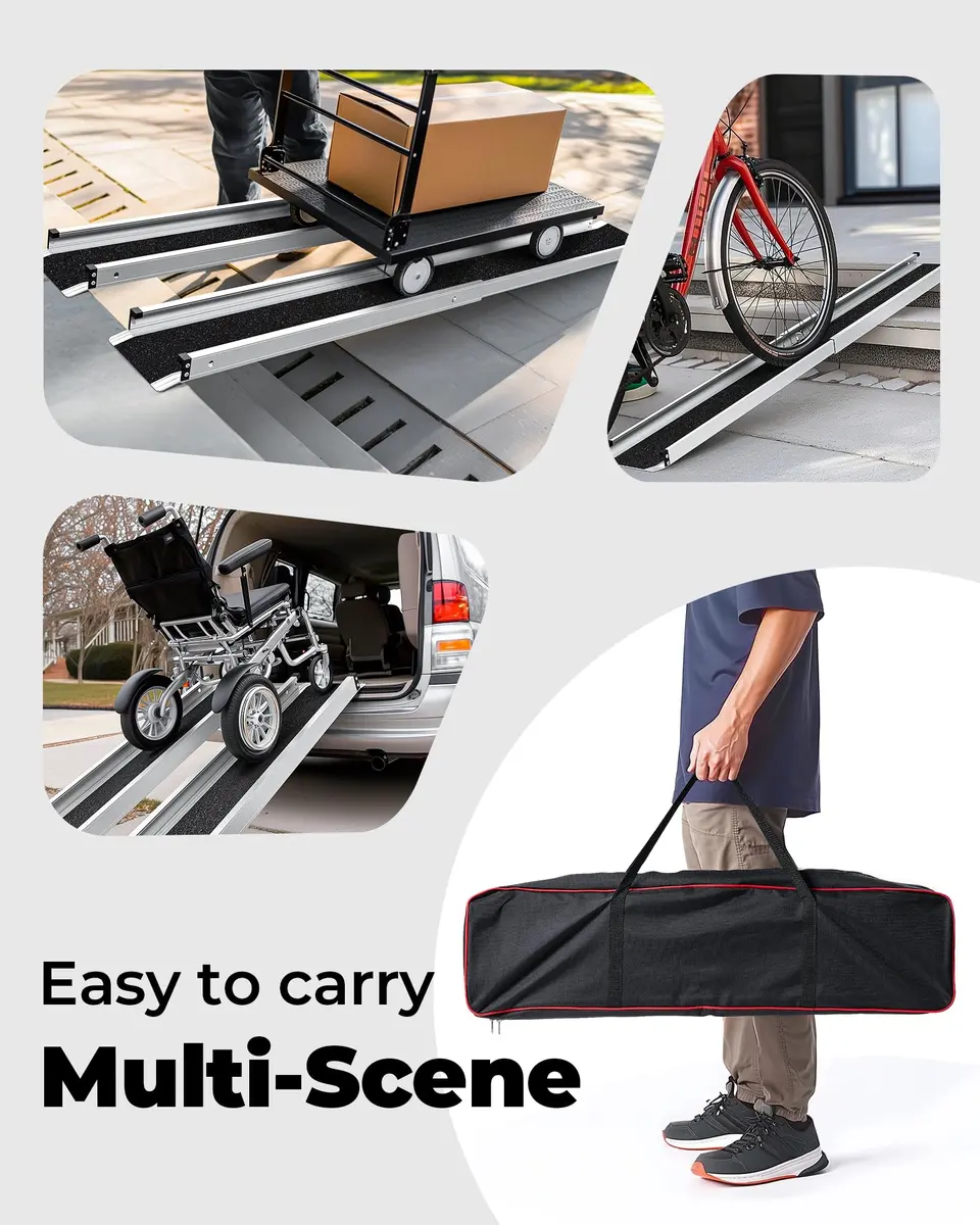 KOLOTOOL Telescoping Aluminum Wheelchair Ramp 1.8-3.6m (6-12ft) | 272kg (600lb) Capacity, Portable, Non-Slip, 2-Pack - view 6