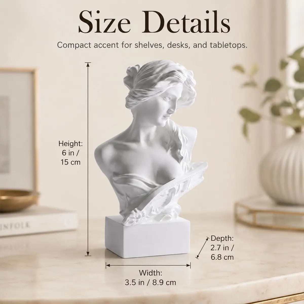 LCCCK Aphrodite Greek Mythology Bust Statue 15.75 cm (6.2 inches) | Dark Academia Aesthetic Decor - view 3