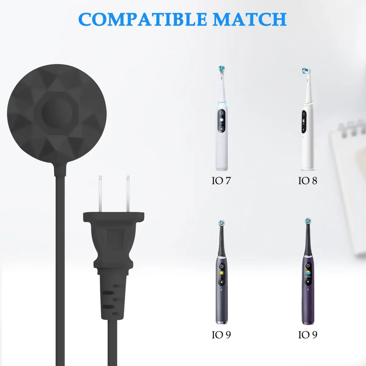 MULTIM Black Magnetic Charging Adapter for Oral-B iO Series 7 8 9 Electric Toothbrush | IPX7 Waterproof - view 2