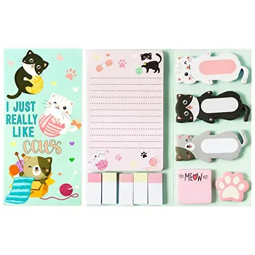 Xqumoi Cat Sticky Notes Set with Paw Shaped Tabs, 550 Sheets | Cute Animal Memo Pads for Back to School - main product image