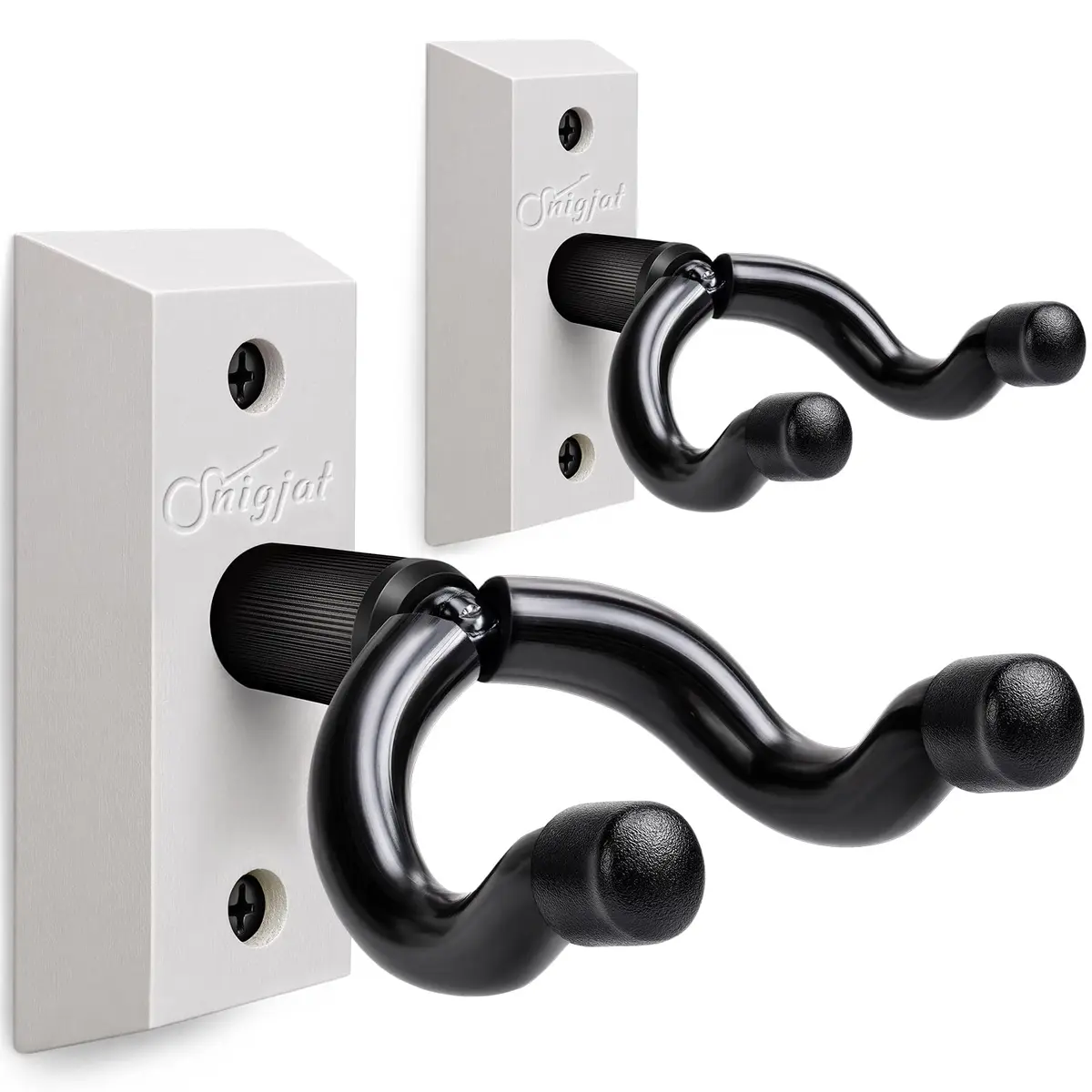SNIGJAT Guitar Wall Mount 2 Pack, Vintage White Hardwood Guitar Hangers with Rotatable Yoke | Holds up to 20 lbs - main product image
