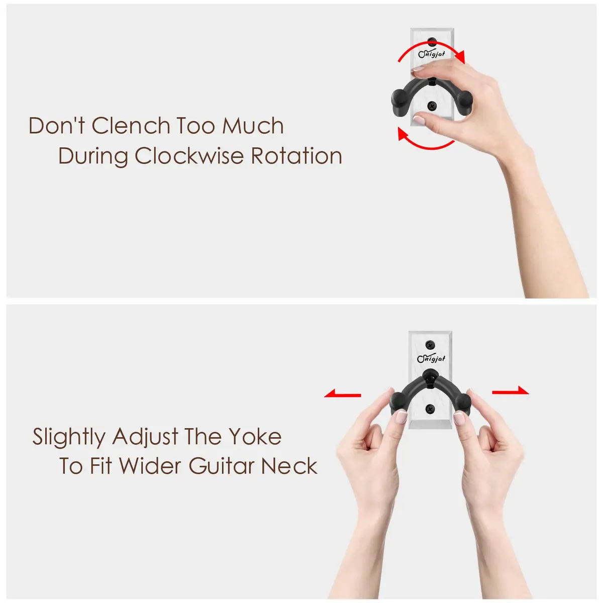 SNIGJAT Guitar Wall Mount 2 Pack, Vintage White Hardwood Guitar Hangers with Rotatable Yoke | Holds up to 20 lbs - view 6