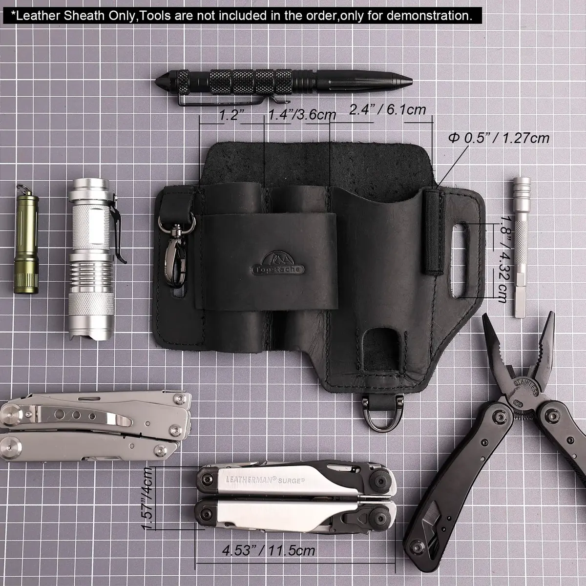 Topstache Leather Multitool Sheath EDC Belt Organizer for Work and Daily Use | Black-01 - view 5