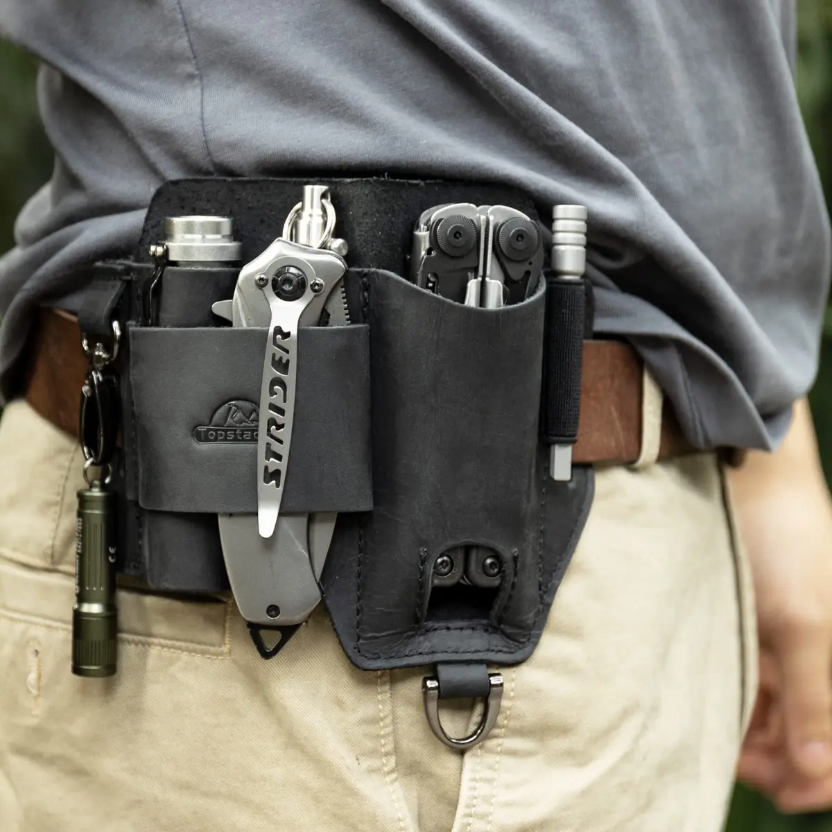 Topstache Leather Multitool Sheath EDC Belt Organizer for Work and Daily Use | Black-01 - view 2