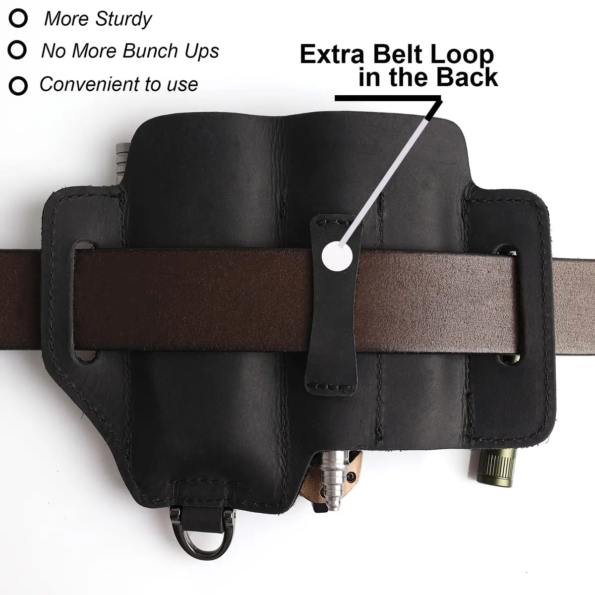 Topstache Leather Multitool Sheath EDC Belt Organizer for Work and Daily Use | Black-01 - view 3
