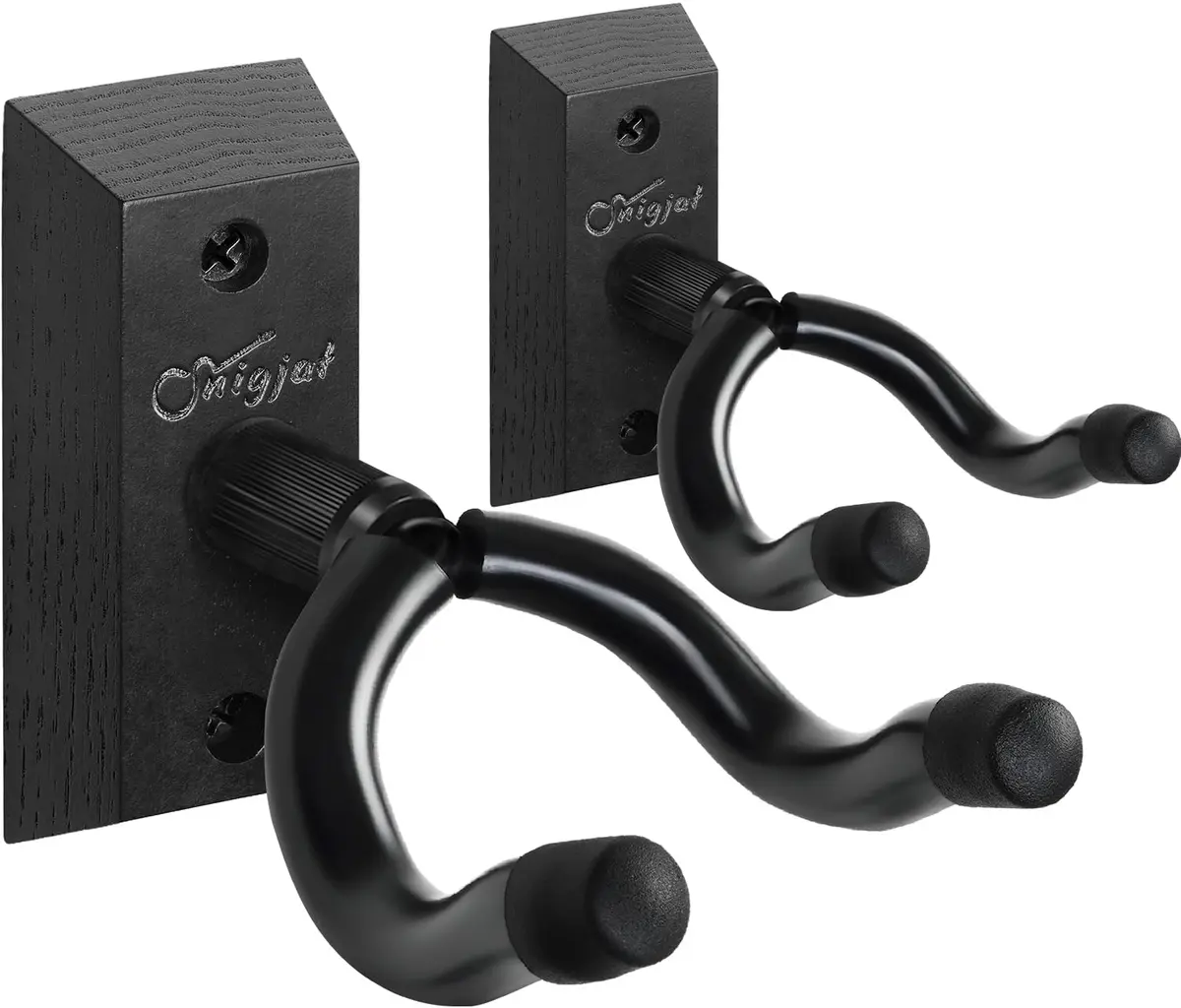 SNIGJAT Guitar Wall Mount 2 Pack, Matte Black Hardwood Guitar Hanger with Rotatable Yoke | Holds up to 20 lbs - main product image