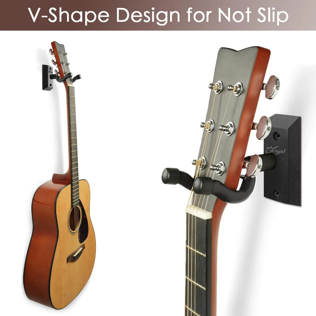 SNIGJAT Guitar Wall Mount 2 Pack, Matte Black Hardwood Guitar Hanger with Rotatable Yoke | Holds up to 20 lbs - view 3