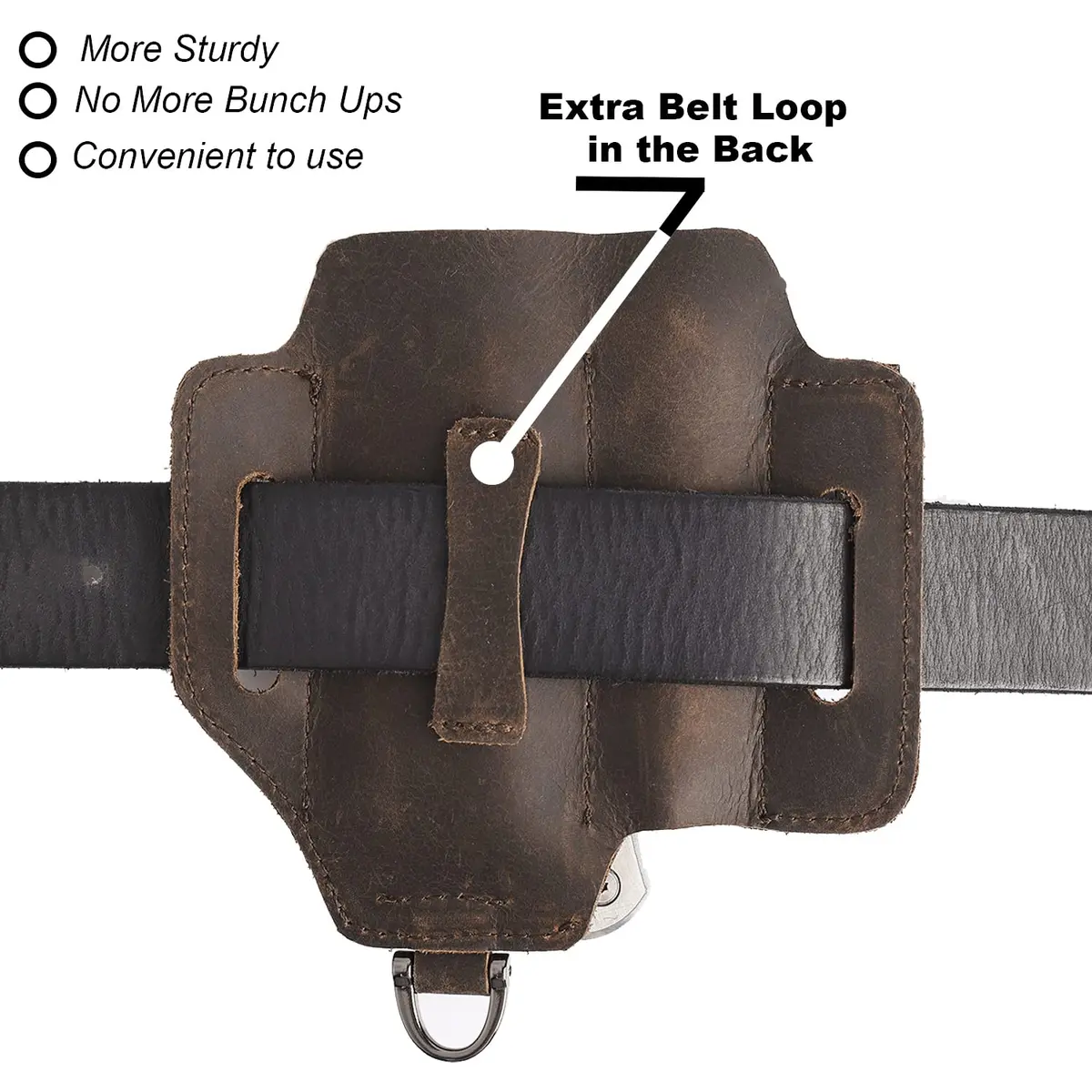 Topstache Leather Multitool Sheath with Belt Loop for Flashlight and Pen | Dark Brown (15.75cm x 14.73cm x 2.54cm) - view 3
